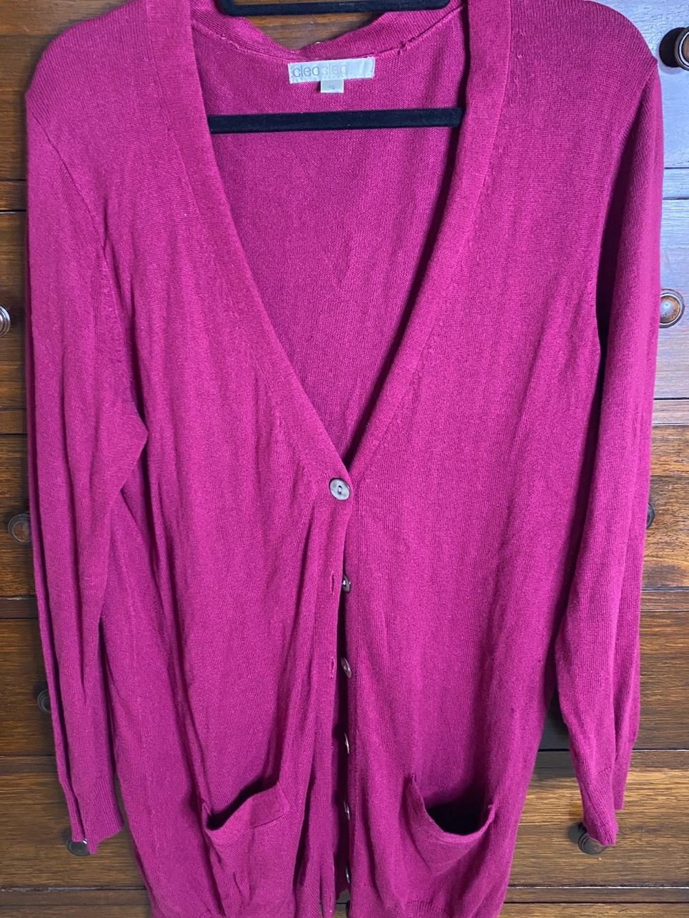 Cleo Magenta Button-Front V-Neck Cardigan